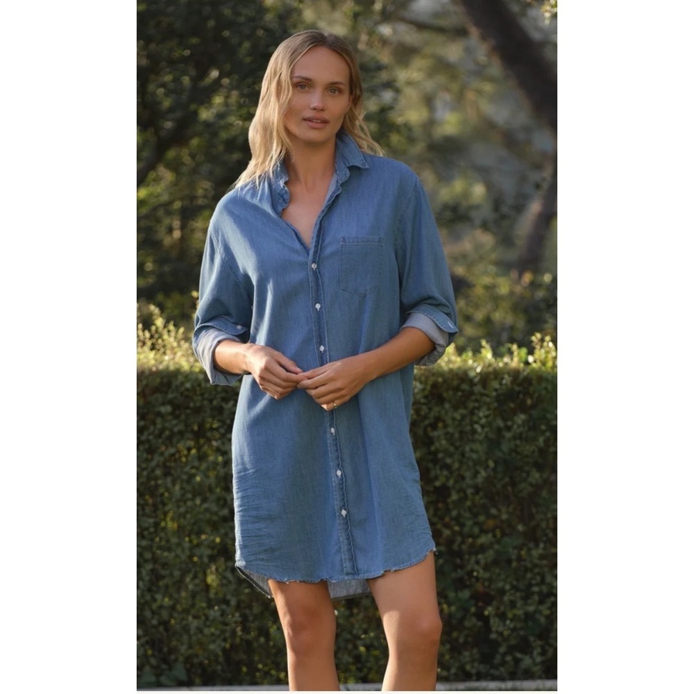 Frank & Eileen Mary Classic Shirtdress Vintage Stonewashed Indigo Denim Blue